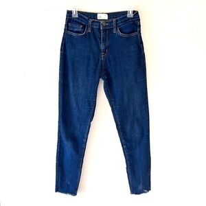 O2 jeans mid rise skinny ankle crop raw hem stretch sz 28